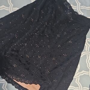 CAbi Black Lace Overlay Skirt